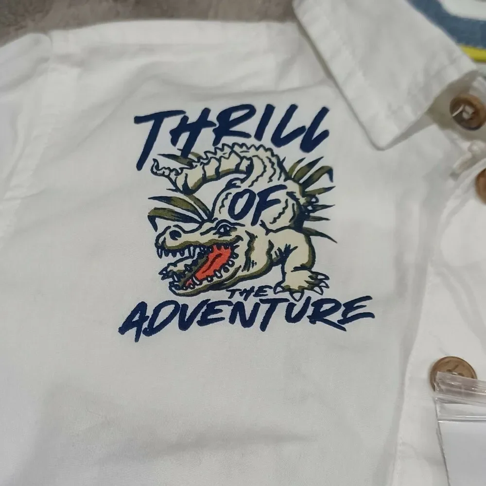 Original Marines Toddler Boys 3-4 White Thrill Of Adventure Button Up Shirt NWT